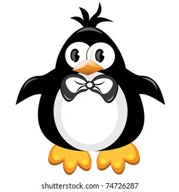 Penguin cartoon bird. Boy. Illustration on white