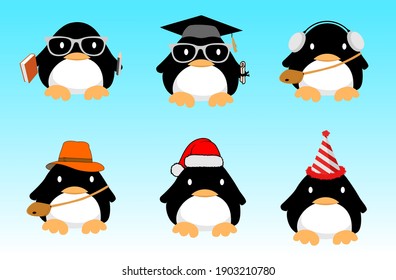 Penguin Cartoon Character Clipart Vector Design