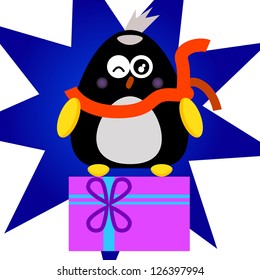 penguin cartoon character illustrator for design