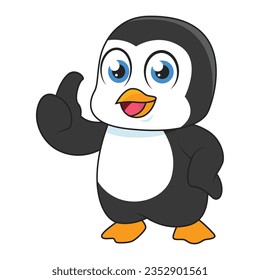 penguin cartoon character with thumbs up
