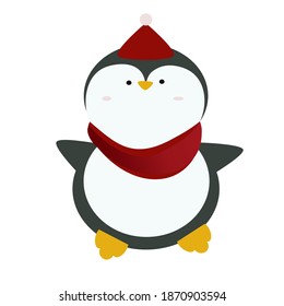 Penguin cartoon cute cartoon on white background for Christmas party and decorations.