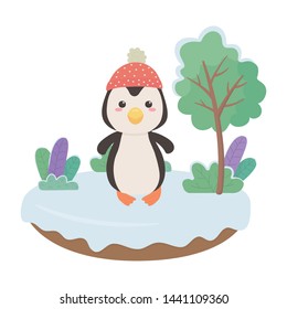 Penguin cartoon with hat design