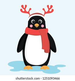 Penguin cartoon illustration. Perfect for the holidays, postcards, stickers, printing, animal lovers, etc.