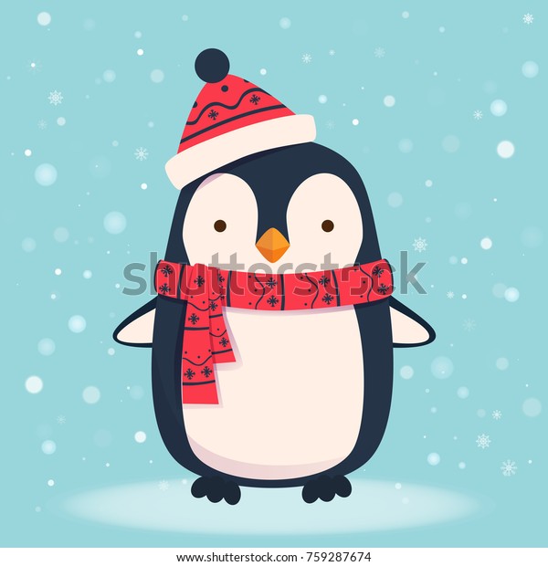 ペンギンのイラスト ペンギンのスカーフと帽子 のベクター画像素材 ロイヤリティフリー