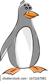 Penguin cartoon, illustration, vector on white background.