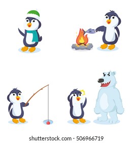 penguin cartoon set illustration design