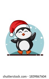 Penguin cartoon simple Christmas theme