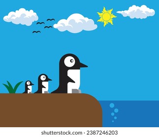 Penguin Cartoon Vector Creative Concept: Playful Arctic Charm