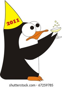 Penguin celebrating new year