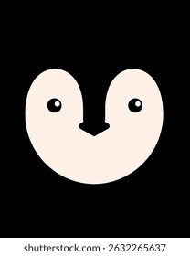 Penguin character. Cartoon cute face of animal for card, poster, baby shower invitation, nursery wall art, room decoration, printing on fabric, postcard. Vector illustration for applique, embroidery