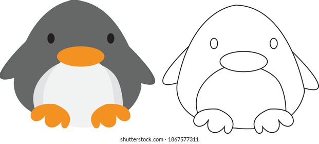 Carácter pingüino para libro de coloración