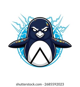 Penguin character with lightning flash
