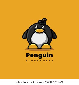 Penguin character mascot logo design vector illustration