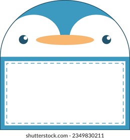 Penguin character name tag design
