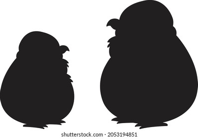 Penguin character silhouette vector art and illustration