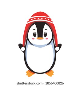 Penguin Character wearing outfit for winter season