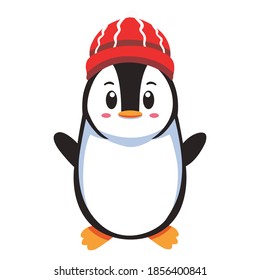 Penguin Character wearing outfit for winter season