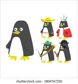 caracteres pingüinos con una variedad de estilos
