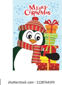 Penguin Christmas Card Stock Vector (Royalty Free) 1128764195 ...