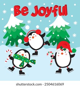 Penguin For Christmas Card or Bag design