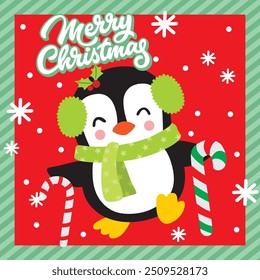 Penguin For Christmas Card or Bag design