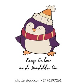 Penguin christmas cartoon Cute elements, card decoration, illustration