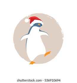 Penguin in Christmas costume