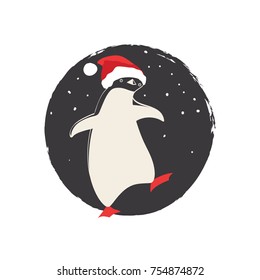 Penguin in Christmas costume