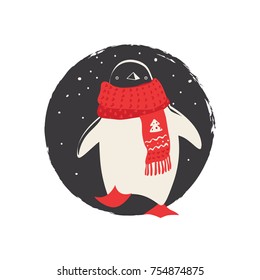 Penguin in Christmas costume