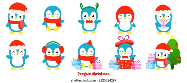 penguin christmas Flat Clipart, merry christmas