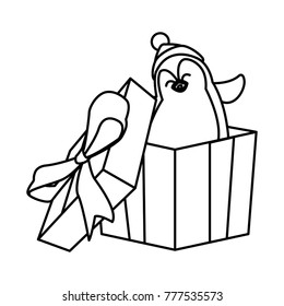 Penguin in christmas giftbox