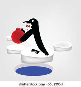 penguin with Christmas globe