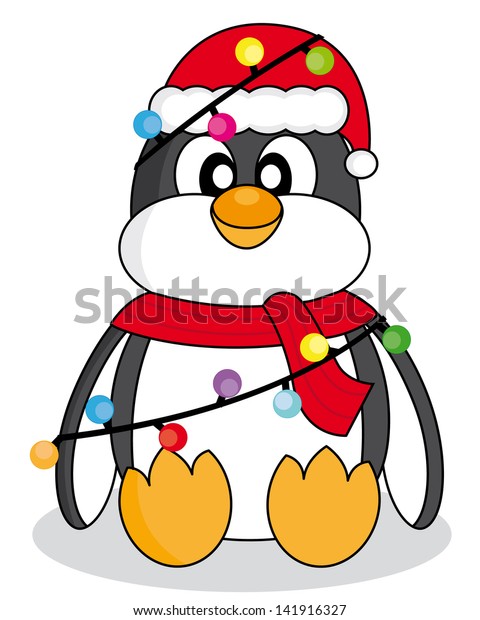 Penguin Christmas Lights Stock Vector (Royalty Free) 141916327 ...