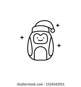 penguin, Christmas line icon on white background