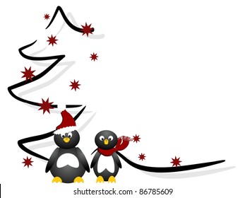 penguin christmas - vector