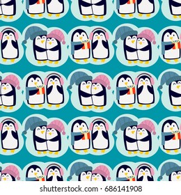 Penguin christmas vector illustration character cartoon seamless pattern animal antarctica polar beak pole winter bird.