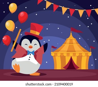 penguin in circus character scene