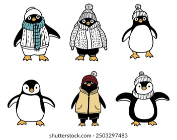 Penguin Clipart Set, Cute and Playful Design - Flat Vector Illustration