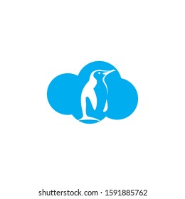 Penguin cloud company business logo template.	
