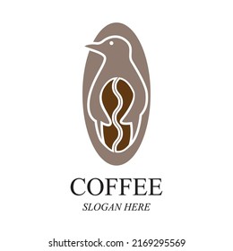 penguin and coffee Logo Template vector icon design