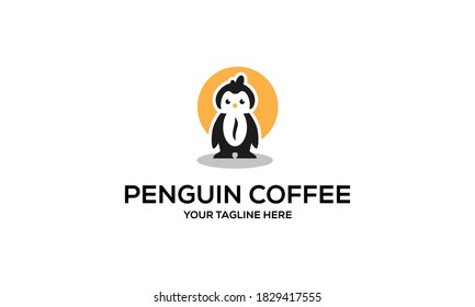 Penguin Coffee Vector Logo Design Inspiration
