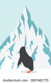 penguin cold winter mountain background