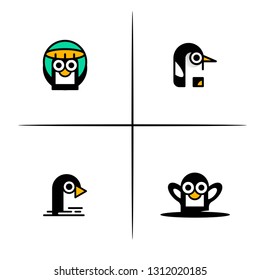 Penguin Collection Set Idea Abstract Animal Cute Illustration Vector Logo