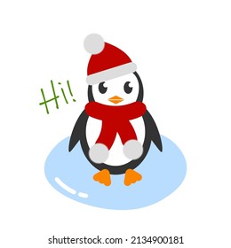 Penguin. Colorful cartoon character design. Vector creative flat illustration.
