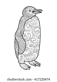 Penguin coloring book for adults vector illustration. 