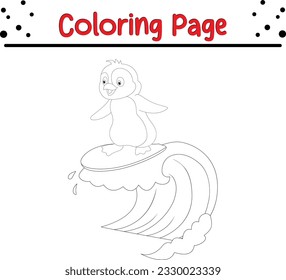 penguin for coloring book. Line art design for kids coloring page.