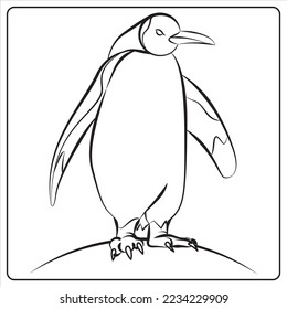 Penguin Coloring Page Colored Illustration cute penguin cartoon coloring pages for kids
