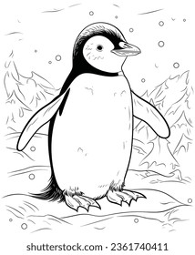 penguin coloring page easy line art