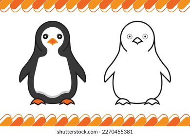 Penguin coloring page for kids