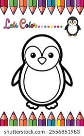 Penguin Coloring Page for Kids Fun Arctic Animal Outline for Creative Activities